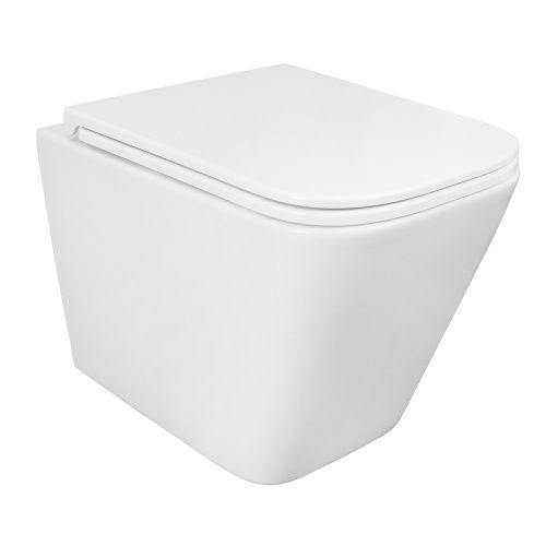 Унитаз подвесной Azario Pro PRO-002 белый с сиденьем микролифт безободковый каскадный смыв