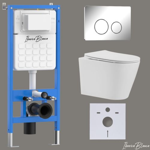 Комплект унитаз с инталляцией и клавишей смыва Iberica Blanca BURGOS ALTO IB001.BRA.234.8131