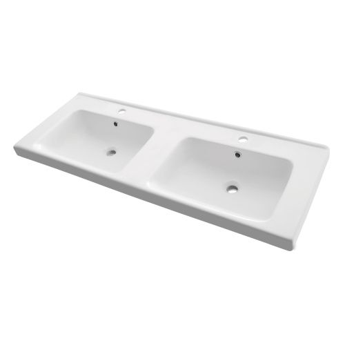 Раковина керамическая Dreja Harmony 641938 130х50 полувстраиваемая цвет белый 2 отверстия под смеситель