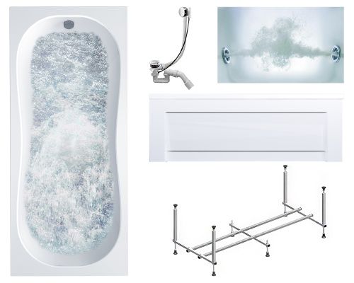 Ванна акриловая гидромассажная Timo INKA INKA1770-KT17-SPV1505-T-CM-FP17S 170х70 пристенная прямоугольная с каркасом