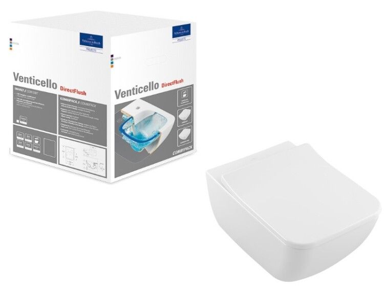 Унитаз подвесной Villeroy Boch Venticello 4611RL01 белый с сиденьем микролифт каскадный смыв