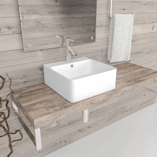 Раковина из сантехнического фаянса Esbano CIRCON-46 ESRNCIRC46W 50х40 накладная цвет белый 1 отверстие под смеситель