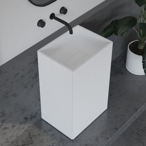 Раковина из искусственного камня Abber STEIN AS2503-H 50х40 напольная цвет белый без отверстий под смеситель