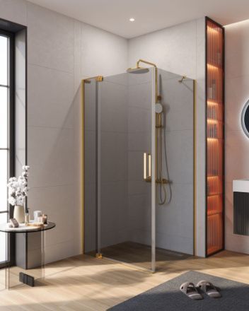 Душевой уголок Cezares SLIDER SLIDER-AH-1-100-70/80-GRIGIO-BORO 100х70 стекло тонированное профиль золото без поддона