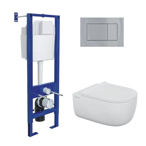 Комплект унитаз с инталляцией и клавишей смыва Berges АТОМ 043359