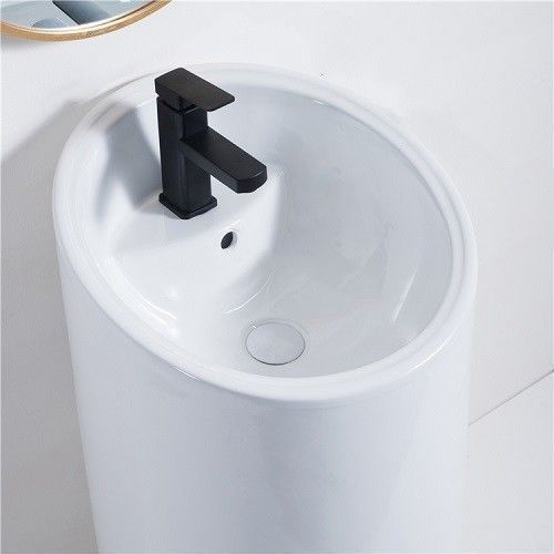 Раковина из сантехнического фаянса CeramaLux P7030L 50х50 напольная цвет белый 1 отверстие под смеситель - фото 4