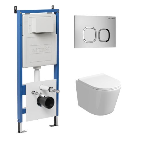 Инсталляция + кнопка смыва + унитаз Grossman Cosmo 97.4477S.02.110