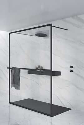 Душевая перегородка Riho LUCID G005029121 90х200 стекло прозрачное профиль черный