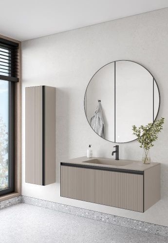 Тумба под раковину Armadi Art Quatro 790-M1-100-D-RIB-A-LED 100х50 подвесная цвет бежевый