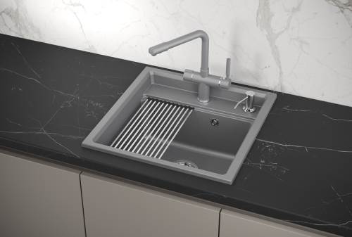 Кухонная мойка Granula Kitchen Space 5002, АЛЮМИНИУМ 50х50 цвет серый поверхность матовая