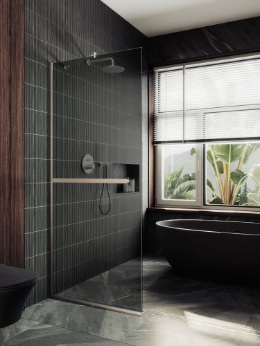 Душевая перегородка Maybah Glass MGD-717-5у 120х195 стекло тонированное профиль хром