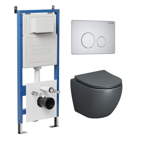 Инсталляция + кнопка смыва + унитаз Grossman Style 97.4455GMS.05.01M