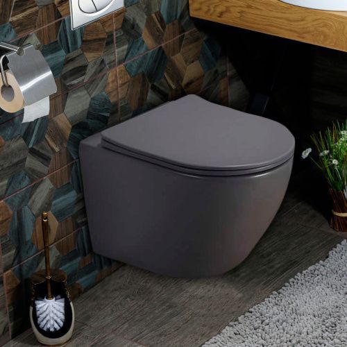 Унитаз подвесной Melana 310303MDG темно-серый с сиденьем микролифт безободковый душевой смыв