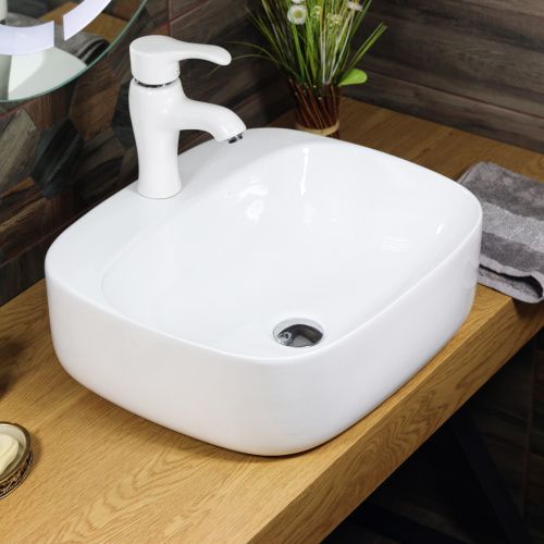 Раковина из сантехнического фарфора Melana 320305-805 50х40 накладная цвет белый 1 отверстие под смеситель