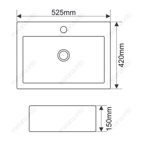 Раковина из сантехнического фарфора Melana 7033-805 50х40 накладная цвет белый 1 отверстие под смеситель - фото 2