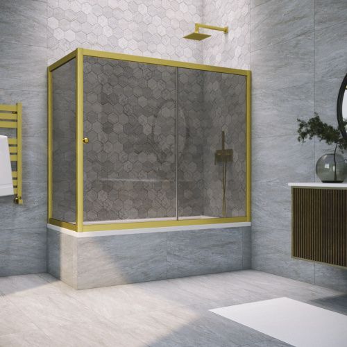 Душевая шторка на ванну Vegas-Glass ZV+ZVF TUR+NOVO ZV+ZVF NOVO 190*90 03 07 190х140 стекло тонированное профиль золото ориентация универсальная