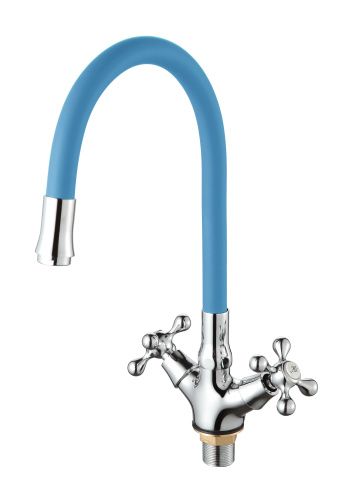 Смеситель для кухни D-Lin D153810-6 на мойку хром/синий