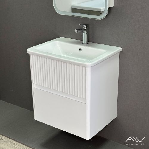 Тумба с раковиной Alavann Wave ALV1110000 60х50 подвесная цвет белый