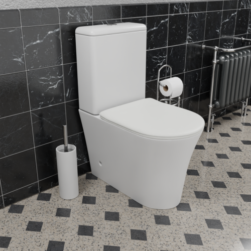 Унитаз напольный с бачком CeramaLux 1219A белый с сиденьем микролифт безободковый каскадный смыв