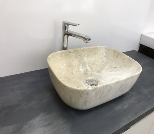 Раковина из сантехнического фаянса CeramaLux 547 50х30 накладная цвет многоцветный без отверстий под смеситель