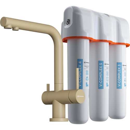 Смеситель для кухни Omoikiri Nagano-P + Pure drop Lite 4081.8028P на мойку бежевый