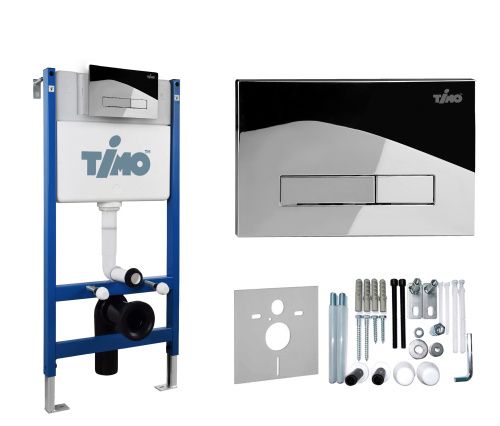 Инсталляция для унитаза и кнопка смыва механическая цвет хром Timo INARI TWC-01+FP-003