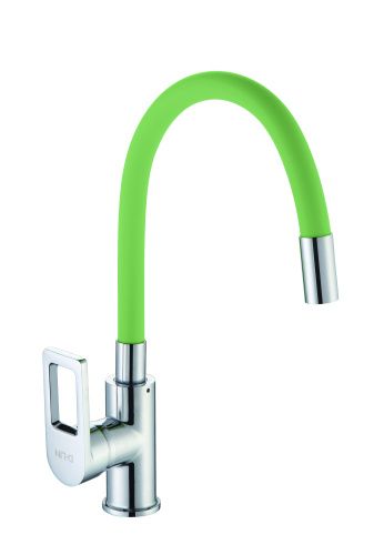 Смеситель для кухни D-Lin D155308-5 на мойку хром/зеленый