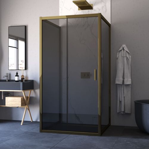 Душевой уголок Vegas-Glass ZP-U TUR+NOVO ZP-U TUR NOVO 120*100 05 07 120х100 стекло тонированное профиль бронза без поддона