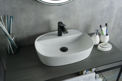 Раковина керамическая Gid Lago 51166 50х40 накладная цвет белый 1 отверстие под смеситель