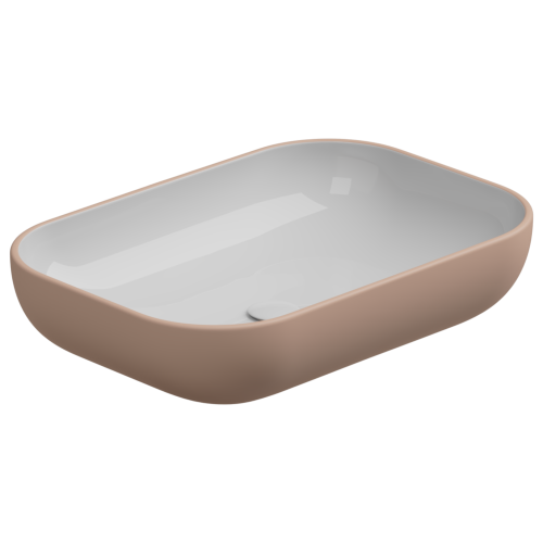 Раковина керамическая GSG Ceramic Design Easy EALAVRE60BI000/032 60х40 накладная цвет белый/бежевый без отверстий под смеситель