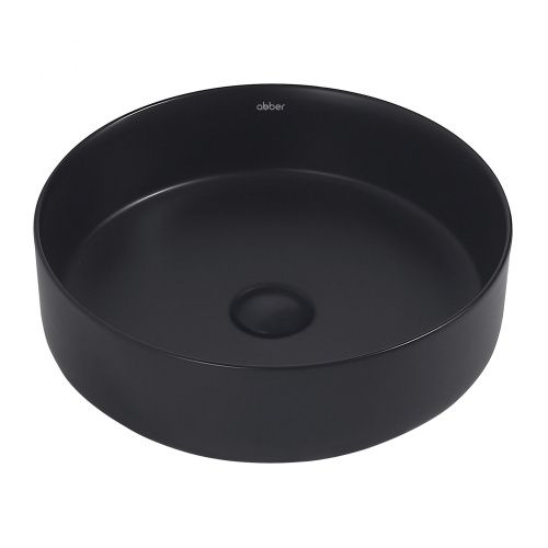 Раковина из сантехнического фаянса Abber BEQUEM AC2109MB 40х40 накладная цвет черный без отверстий под смеситель