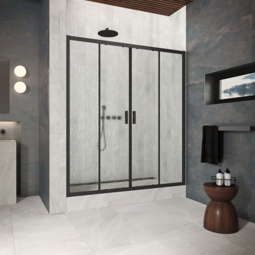 Душевая дверь Vegas-Glass Z2P Protec Z2P Protec h1900 220 02М 02 220х190 стекло рифленое профиль черный