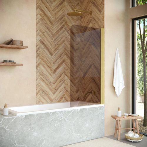 Душевая шторка на ванну Vegas-Glass EV+EV NOVO EV NOVO 76 03 05 75х140 стекло тонированное профиль золото ориентация универсальная