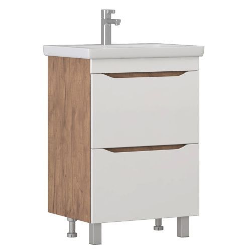 Тумба под раковину Vigo Grani 201 дуб золотой 60х40 напольная цвет белый/коричневый