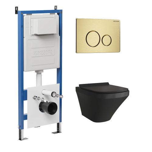 Инсталляция + кнопка смыва + унитаз Grossman Style 97.4440BMS.05.32M
