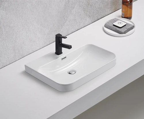 Раковина керамическая Gid Integrado 71168 60х50 встраиваемая цвет белый 1 отверстие под смеситель