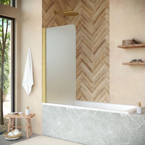 Душевая шторка на ванну Vegas-Glass EV+EV NOVO EV NOVO 70 03 10 L 70х140 стекло матовое профиль золото ориентация левая