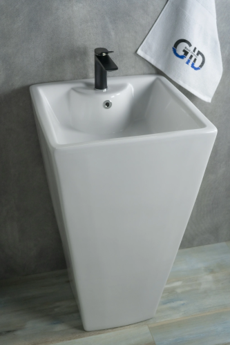 Раковина керамическая Gid Autonomo 81103 50х50 напольная цвет белый 1 отверстие под смеситель
