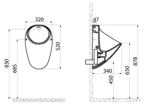Писсуар Creavit TP635-00CB00E-0000 подвесной белый - фото 2