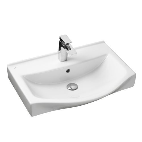 Раковина из сантехнического фарфора Aquaton Беверли 1WH302501 70х50 накладная цвет белый 1 отверстие под смеситель