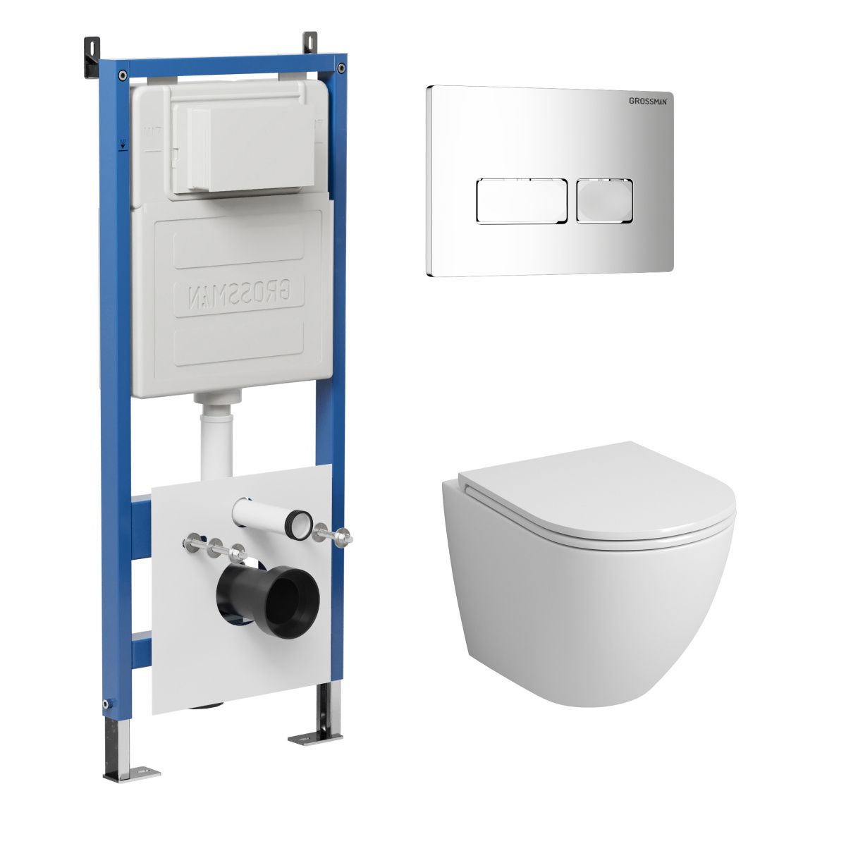 Инсталляция + кнопка смыва + унитаз Grossman Pragma 97.4455S.03.100