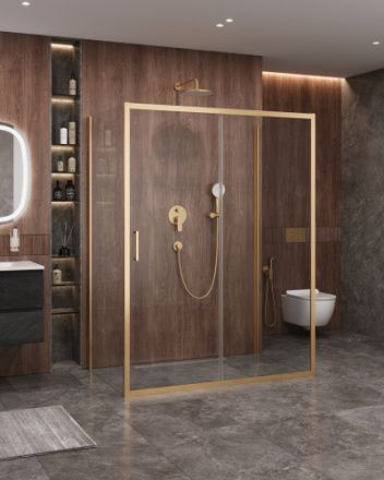 Душевой уголок Cezares MOLVENO MOLVENO-AH-12-160/90-C-BORO-IV 160х90 стекло прозрачное профиль золото без поддона