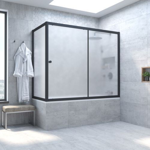 Душевая шторка на ванну Vegas-Glass ZV+ZVF TUR+NOVO ZV+ZVF NOVO 190*90 02М 10 190х140 стекло матовое профиль черный ориентация универсальная