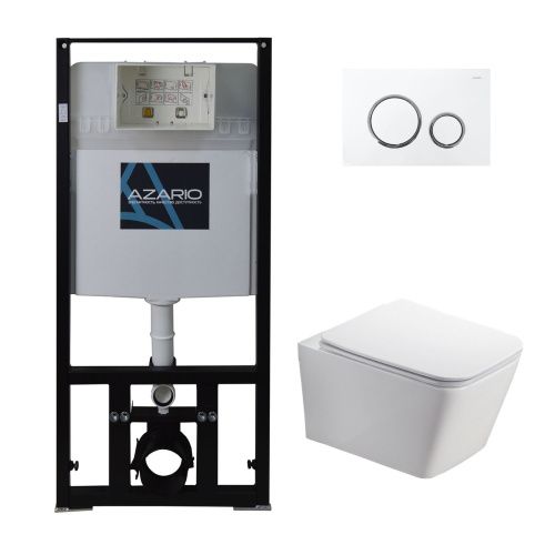 Комплект унитаз с инсталляцией с клавишей смыва Azario  AZ-8010-1000+AZ-8200-0045+AZ-2216 SP