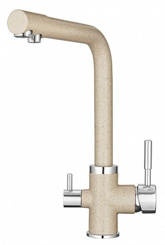 Смеситель для кухни Granula 2015 Пирит+АКС-002 на мойку бежевый