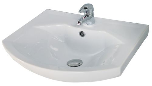 Раковина из сантехнического фаянса Aquaton Смайл 1WH207782 70х40 накладная цвет белый 1 отверстие под смеситель