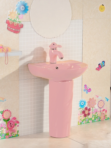 Раковина керамическая Gid Aventura 69909 40х40 напольная цвет розовый 1 отверстие под смеситель