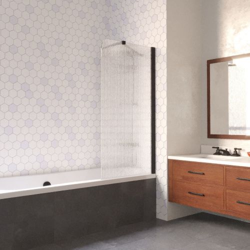 Душевая шторка на ванну Vegas-Glass EV LUX ST EV LUX ST 76 02М Moru R 75х150 стекло рифленое профиль черный ориентация правая