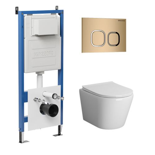 Инсталляция + кнопка смыва + унитаз Grossman Cosmo 97.4478S.02.310