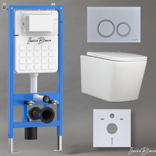 Комплект унитаз с инталляцией и клавишей смыва Iberica Blanca TOLEDO ALTO IB001.TLA.234.824